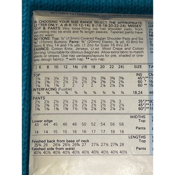 Butterick 6531 pattern pants long blouse 1980s Size 6 8 10 12 14 - Picture 4 of 5